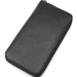 Czarny skórzany portfel blokujący RFID Lauri