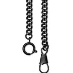 Czarny stalowy łańcuszek z pierścieniem do zegarka kieszonkowego