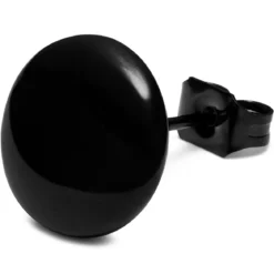 Czarny stalowy kolczyk sztyft 10 mm