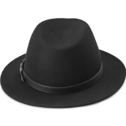 Czarny wełniany kapelusz fedora z płaskim rondem Flavio Moda