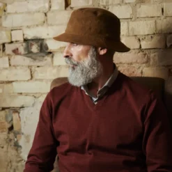Czekoladowo-brązowy kapelusz Bucket Hat Giotto Moda