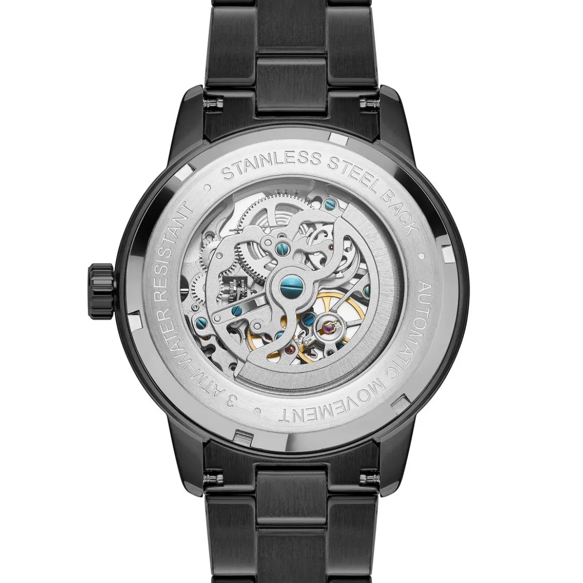 Dante II | Czarny zegarek z widocznym mechanizmem