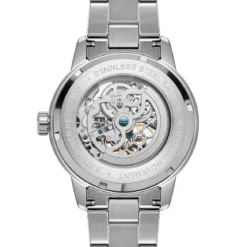 Dante II | Srebrzysty zegarek z widocznym mechanizmem