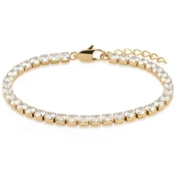 Dazzle | 4mm pozłacana 14K bransoletka tenisowa z cyrkoniami