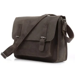 Elegancka skórzana aktówka w kolorze khaki