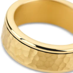 Enthumema | 8 mm młotkowany złocisty pierścionek antystresowy fidget