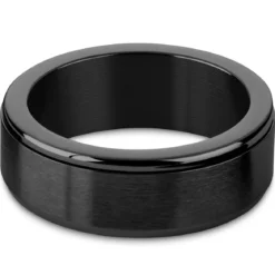 Enthumema | 8 mm szczotkowany czarny pierścionek antystresowy fidget ze staIi nierdzewnej