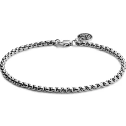 Essentials | 3 mm srebrzysta bransoletka kostka zakrzywiona