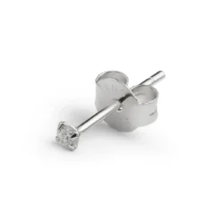 Eterna | Okrągły kolczyk typu sztyft ze srebra próby 925 z diamentem laboratoryjnym – 2 mm 0,03 ct