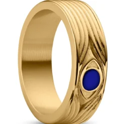 Evil Eye | 7 mm złocisty pierścionek ze stali nierdzewnej