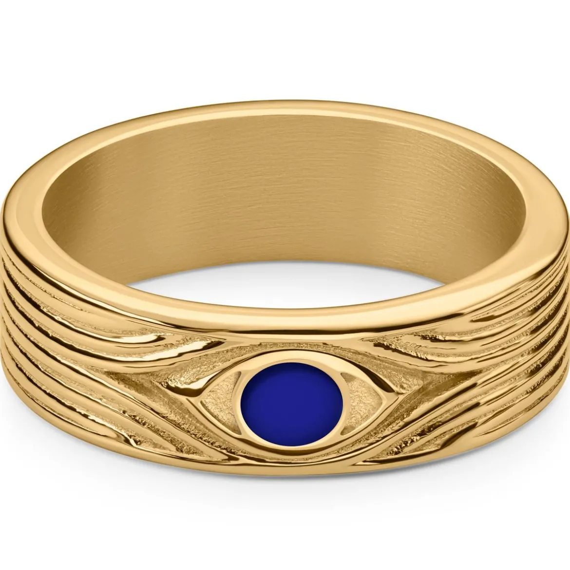 Evil Eye | 7 mm złocisty pierścionek ze stali nierdzewnej