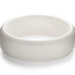 Ferrum | 8 mm biały polerowany pierścionek ceramiczny ze szczotkowanymi i ściętymi krawędziami