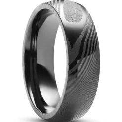 Fortis | 7 mm ciemnoszary pierścionek ze stali damasceńskiej