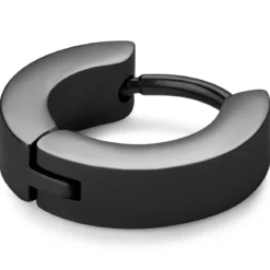 Huggie | 8 mm czarny płaski kolczyk kółeczko ze stali chirurgicznej