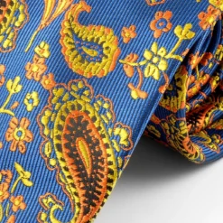 Jedwabny krawat w pomarańczowy wzór paisley
