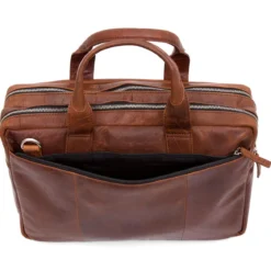 Kasztanowa skórzana torba na laptopa Montreal