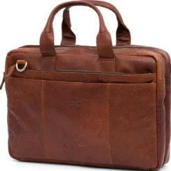 Kasztanowa skórzana torba na laptopa Montreal