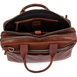Kasztanowa skórzana torba na laptopa Montreal