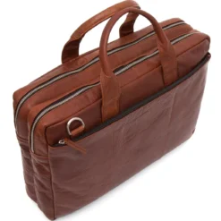 Kasztanowa skórzana torba na laptopa Montreal XL