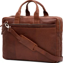 Kasztanowa skórzana torba na laptopa Montreal XL