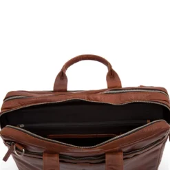 Kasztanowa skórzana torba na laptopa Montreal XL
