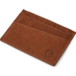 Kasztanowe skórzane mini etui na karty RFID Cambodia