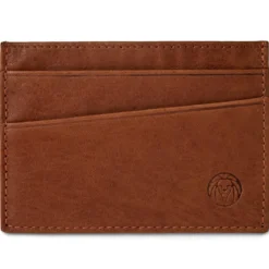 Kasztanowe skórzane mini etui na karty RFID Cambodia