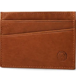 Kasztanowe skórzane mini etui na karty RFID Cambodia