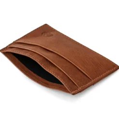 Kasztanowe skórzane mini etui na karty RFID Cambodia