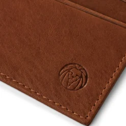 Kasztanowe skórzane mini etui na karty RFID Cambodia