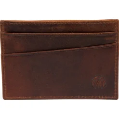 Kasztanowe skórzane mini etui na karty RFID Montreal