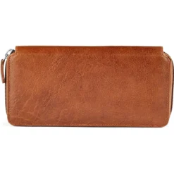 Kasztanowy skórzany harmonijkowy portfel California