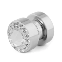 Kolczyk magnetyczny z przezroczystym kryształem 6 mm