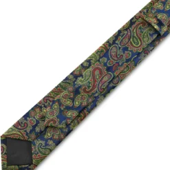 Kolorowy, jasnoniebieski, jedwabny krawat we wzór paisley | 6 cm
