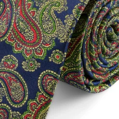 Kolorowy, jasnoniebieski, jedwabny krawat we wzór paisley | 6 cm