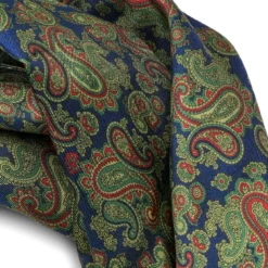 Kolorowy, jasnoniebieski, jedwabny szalik we wzór paisley