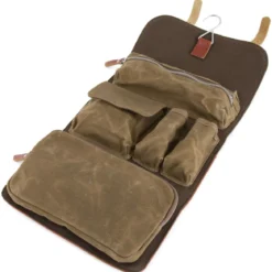 Kosmetyczka khaki z woskowanego płótna Grover