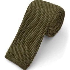 Krawat w kolorze Army Green z dzianiny