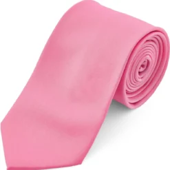 Krawat w kolorze jaskrawego różu 8 cm Basic