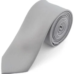 Krawat w kolorze jasnoszarym 6 cm Basic