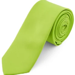 Krawat w kolorze limonkowej zieleni 6 cm Basic