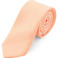 Krawat w kolorze łososiowym 6 cm Basic