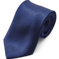 Krawat w lśniącym kolorze granatowym 8 cm Basic