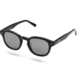 Kwadratowe czarne okulary przeciwsłoneczne Bille w oprawkach typu horn rimmed