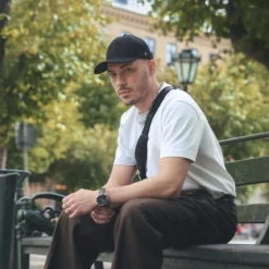 Les Deux | Całkowicie czarna czapka z daszkiem Baseball Cap Suede II