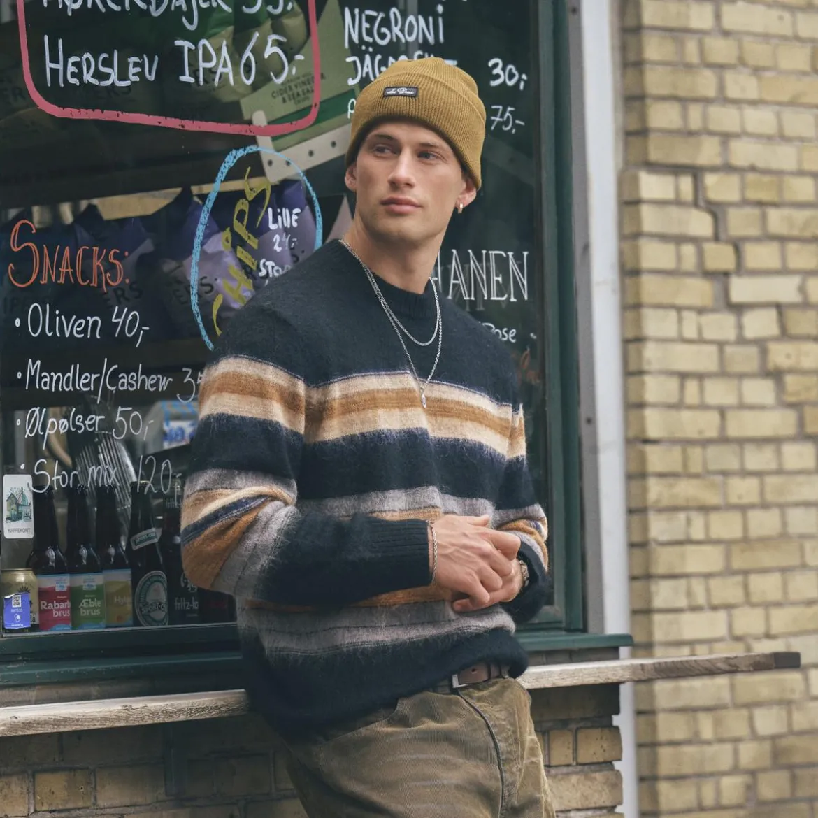 Les Deux | Jasnobrązowa czapka beanie Wayne z logo