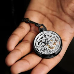 Mechaniczny zegarek kieszonkowy z widocznym mechanizmem Sigvard Agito