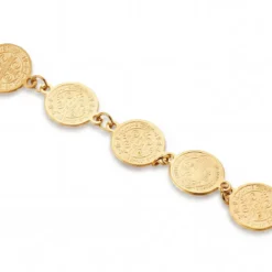 Mediterranean | 14K pozłacana bransoletka łańcuszkowa z monetami 10 mm