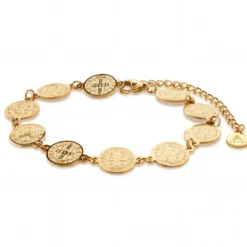 Mediterranean | 14K pozłacana bransoletka łańcuszkowa z monetami 10 mm