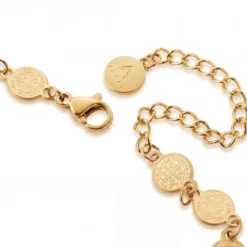 Mediterranean | 14K pozłacana bransoletka łańcuszkowa z monetami 7mm